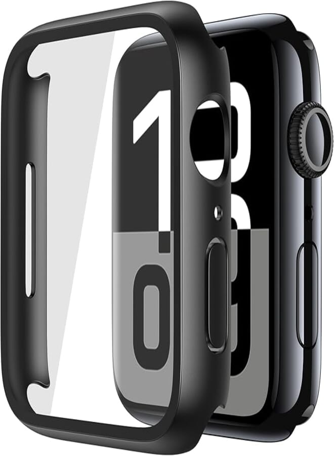 Misxi 2 Pieces Tempered Glass Screen Protector Case Compatible with Apple Watch Series 10 46mm (2024), Ultra-Slim Scratch Resistant Protection Cover for iWatch, Black